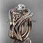 14kt rose gold diamond celtic trinity knot engagement ring with double matching band CT7320S