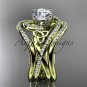 14kt yellow gold diamond celtic trinity knot engagement ring with double matching band CT7320S