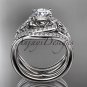 Platinum diamond celtic trinity knot engagement ring with double matching band CT7320S
