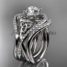 14kt white gold diamond engagement ring,Moissanite,double matching band CT7320S