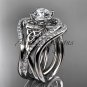 14kt white gold diamond engagement ring,Moissanite,double matching band CT7320S