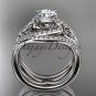 14kt white gold diamond engagement ring,Moissanite,double matching band CT7320S
