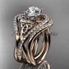 14kt rose gold diamond engagement ring,Moissanite,double matching band CT7320S