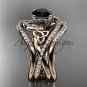 14kt rose gold diamond celtic trinity knot wedding ring,Black Diamond,double matching band CT7320S