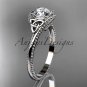 14kt white gold celtic trinity knot engagement ring with a Moissanite center stone CT7322