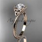 14kt rose gold celtic trinity knot engagement ring with a Moissanite center stone CT7322