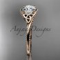 14kt rose gold celtic trinity knot engagement ring with a Moissanite center stone CT7322