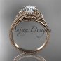 14kt rose gold celtic trinity knot engagement ring with a Moissanite center stone CT7322