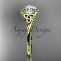 14kt yellow gold celtic trinity knot engagement ring with a Moissanite center stone CT732