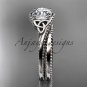 14kt white gold celtic trinity knot engagement set with a Moissanite center stone CT7322