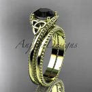 14kt yellow gold celtic trinity knot engagement set ,Black Diamond  CT7322S