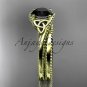 14kt yellow gold celtic trinity knot engagement set ,Black Diamond  CT7322S