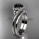 Platinum  celtic trinity knot engagement set ,Black Diamond  CT7322S