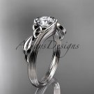 14kt white gold diamond celtic trinity knot engagement ring with a Moissanite center stone CT7324