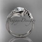 14kt white gold diamond celtic trinity knot engagement ring with a Moissanite center stone CT7324