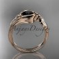 14kt rose gold diamond celtic trinity knot engagement ring with a Black Diamond center stone CT7324