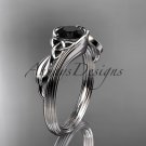 Platinum  diamond celtic trinity knot engagement ring with a Black Diamond center stone CT7324