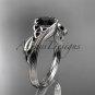 Platinum diamond celtic trinity knot engagement ring with a Black Diamond center stone CT7324