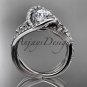 14kt white gold diamond celtic trinity knot engagement ring with a Moissanite center stone CT7369