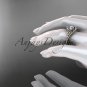 14kt rose gold diamond celtic trinity knot engagement ring with a Moissanite center stone CT7369