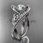 Platinum diamond celtic trinity knot engagement ring with a Moissanite center stone CT7369