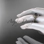 14kt rose gold diamond celtic trinity knot engagement set with a Black Diamond center stone CT7369S