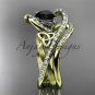 14k yellow gold diamond celtic trinity knot engagement set with a Black Diamond center stone CT7369S