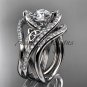 14kt white gold diamond celtic trinity knot engagement ring with double matching band CT7369S