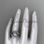 14kt white gold diamond celtic trinity knot engagement ring with double matching band CT7369S