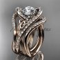 14kt rose gold diamond celtic trinity knot engagement ring with double matching band CT7369S