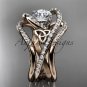 14kt rose gold diamond celtic trinity knot engagement ring with double matching band CT7369S
