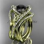 14k yellow gold diamond celtic trinity knot wedding ring, Black Diamond,double matching band CT7369S