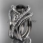Platinum diamond celtic trinity knot wedding ring, Black Diamond,double matching band CT7369S