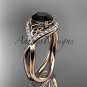 14kt rose gold diamond celtic trinity knot engagement ring with a Black Diamond center stone CT7390
