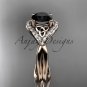 14kt rose gold diamond celtic trinity knot engagement ring with a Black Diamond center stone CT7390