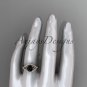 14kt rose gold diamond celtic trinity knot engagement ring with a Black Diamond center stone CT7390