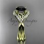 14k yellow gold diamond celtic trinity knot engagement ring with a Black Diamond center stone CT7390
