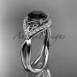 Platinum diamond celtic trinity knot engagement ring with a Black Diamond center stone CT7390