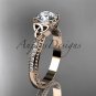 14kt rose gold diamond celtic trinity knot engagement ring with a Moissanite center stone CT7391