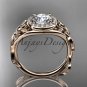 14kt rose gold diamond celtic trinity knot engagement ring with a Moissanite center stone CT7327