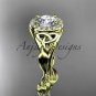 14kt yellow gold diamond celtic trinity knot engagement ring with a Moissanite center stone CT7327