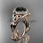 14kt rose gold diamond celtic trinity knot engagement ring with a Black Diamond center stone CT7327