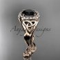 14kt rose gold diamond celtic trinity knot engagement ring with a Black Diamond center stone CT7327