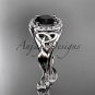 Platinum diamond celtic trinity knot wedding ring with a Black Diamond center stone CT7327