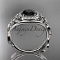Platinum diamond celtic trinity knot wedding ring with a Black Diamond center stone CT7327