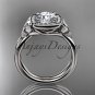 14kt white gold diamond celtic trinity knot wedding ring with a Moissanite center stone CT7330