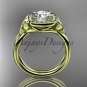14kt yellow gold diamond celtic trinity knot wedding ring with a Moissanite center stone CT7330