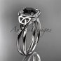 Platinum diamond celtic trinity knot wedding ring with a Black Diamond center stone CT7330
