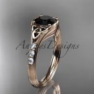 14kt rose gold diamond celtic trinity knot wedding ring with a Black Diamond center stone CT7333