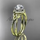 14kt yellow gold diamond celtic trinity knot engagement ring with a Moissanite center stone CT7373